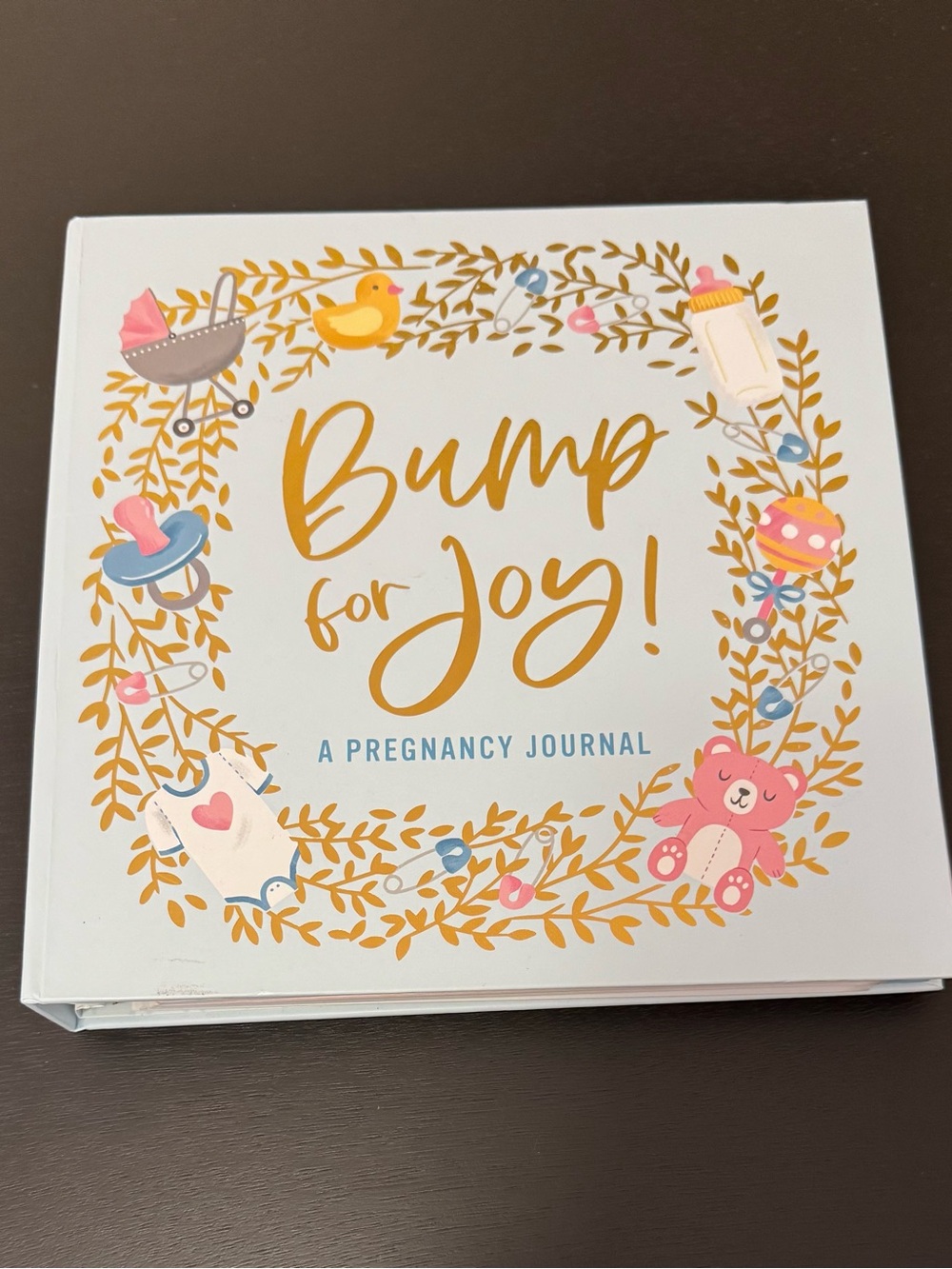 Bump for Joy! Pregnancy Journal - White with Gold & Pink Accents. Brand new!